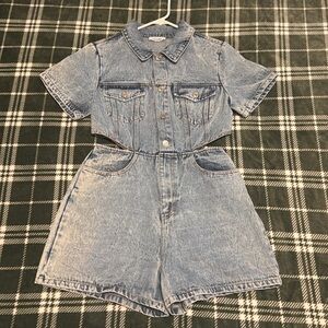 Denim Cut-out Romper